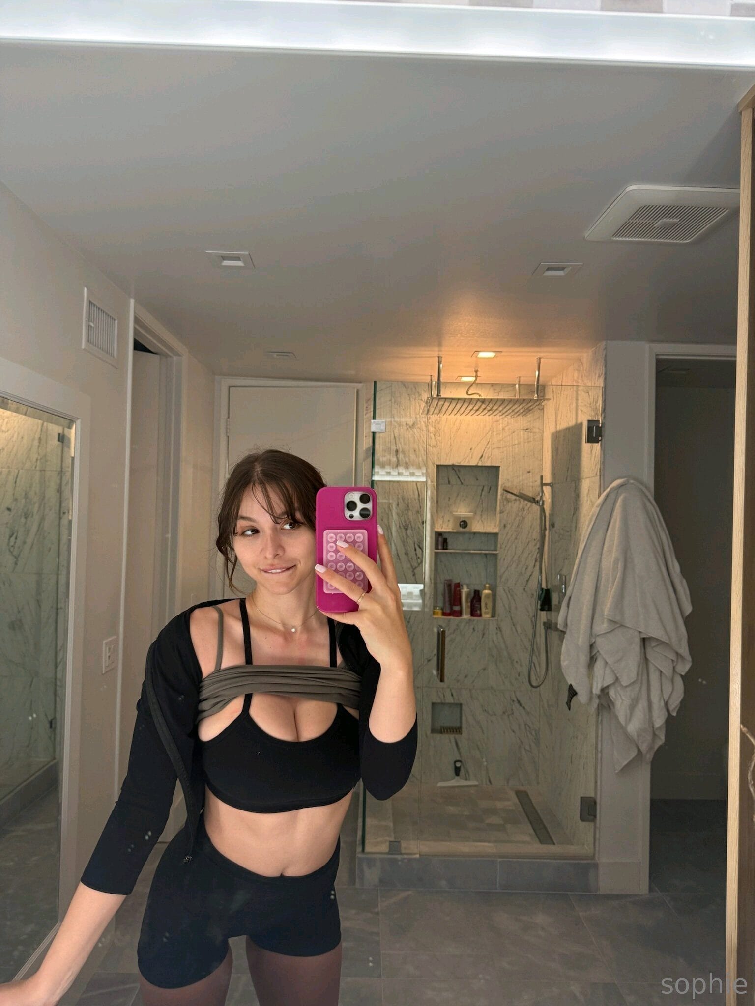 Too Tight Bra and Thong Trouble in Sophie Mudds Bathroom Tease 10 – BareFame Too Tight Bra and Thong Trouble in Sophie Mudds Bathroom Tease 10