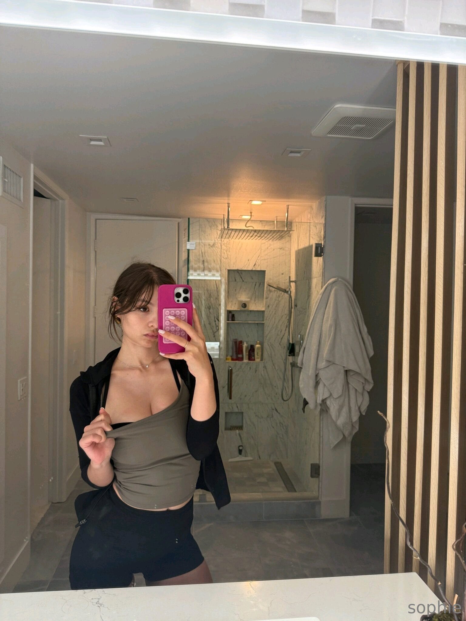 Too Tight Bra and Thong Trouble in Sophie Mudds Bathroom Tease 16 – BareFame Too Tight Bra and Thong Trouble in Sophie Mudds Bathroom Tease 16